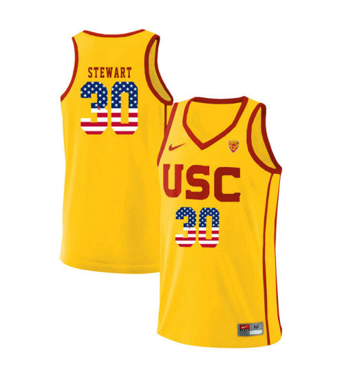 USC Trojans Elijah Stewart 11001 #30 Yellow stitched throwback college basketball jersey