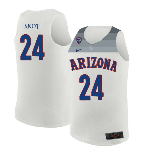 Arizona Wildcats 24 Emmanuel Akot College Basketball Jersey White 6172 | Stitched Jersey RTJS 5576