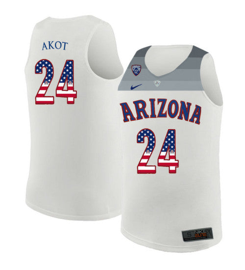 Arizona Wildcats 24 Emmanuel Akot College Basketball Jersey White 6173 | Stitched Jersey RTJS 5575