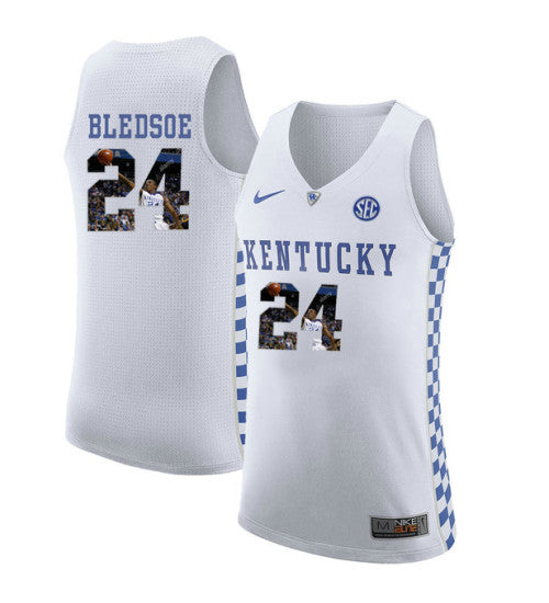 Kentucky Wildcats 24 Eric Bledsoe College Basketball Jersey White | Stitched Jersey RTJS 3605
