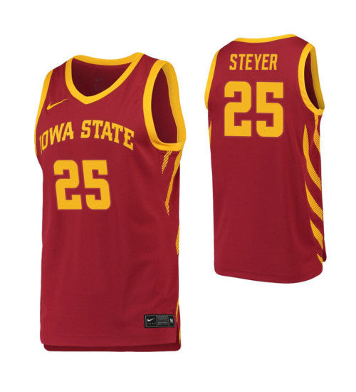 Iowa State Cyclones 25 Eric Steyer Crimson College Basketball Jersey | Stitched Jersey RTJS 4038