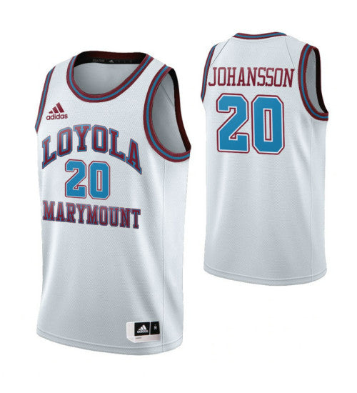 Loyola Marymount Lions 20 Erik Johansson Throwback College Basketball Jersey White | Stitched Jersey RTJS 3357