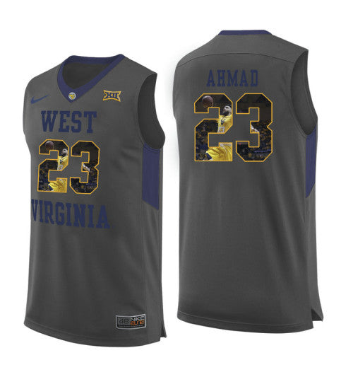 West Virginia Mountaineers 23 Esa Ahmad College Basketball Jersey Gray 5707 | Stitched Jersey RTJS 6041