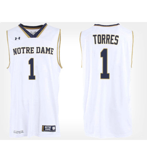 Notre Dame Fighting Irish #1 Austin Torres White Road College Basketball Jersey stitched college jersey