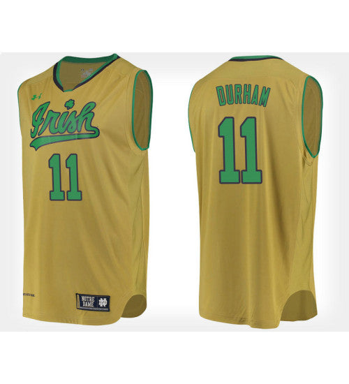 Notre Dame Fighting Irish #11 Juwan Durham Gold Alternate College Basketball Jersey stitched college jersey