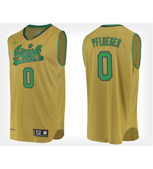 Notre Dame Fighting Irish 0 Rex Pflueger Gold Alternate College Basketball Jersey | Stitched Jersey RTJS 7886