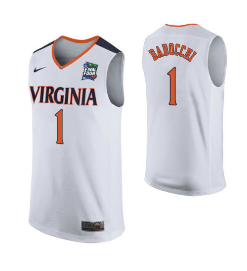 Francesco Badocchi Virginia Cavaliers #1 White stitched throwback college basketball jersey