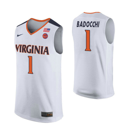 Francesco Badocchi Virginia Cavaliers White stitched throwback college basketball jersey