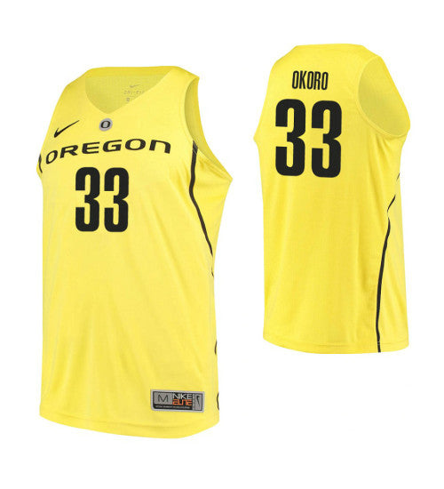 Oregon Ducks 33 Francis Okoro College Basketball Jersey Yellow | Stitched Jersey RTJS 7483