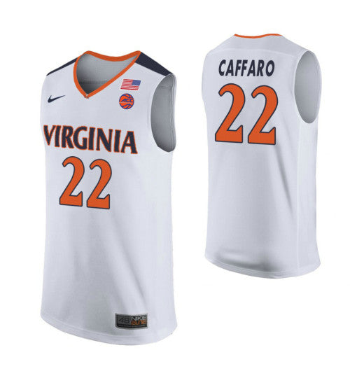 Francisco Caffaro Virginia Cavaliers White stitched throwback college basketball jersey