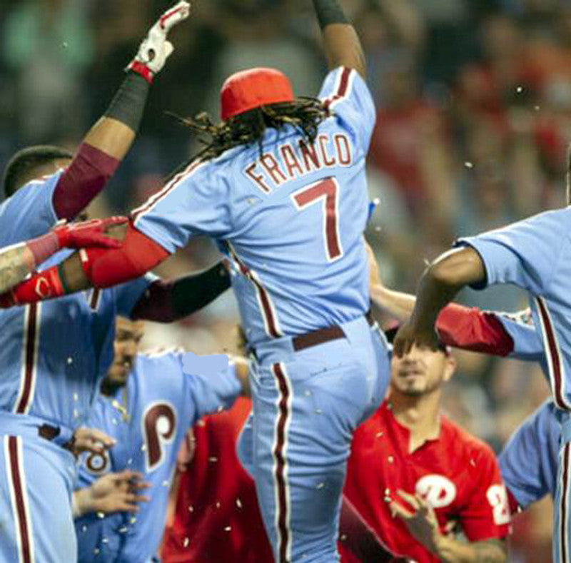 Philadelphia Phillies Maikel Franco 1980s MLB jersey front view