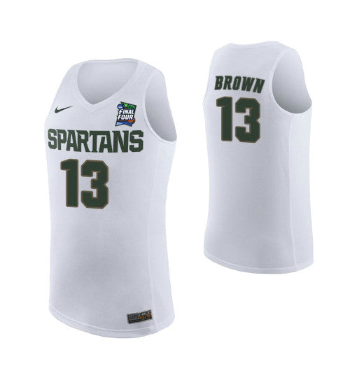 Gabe Brown Michigan State Spartans White Final Four College Basketball Jersey stitched retro jersey