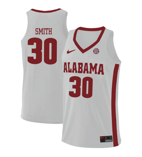 Alabama Crimson Tide 30 Galin Smith College Basketball Jersey White stitched basketball jersey for game day fanwear