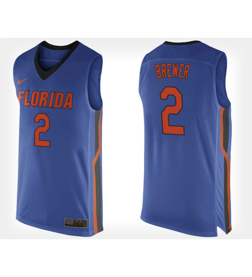 Florida Gators 2 Corey Brewer Blue Home College Basketball Jersey | Stitched Jersey RTJS 4595