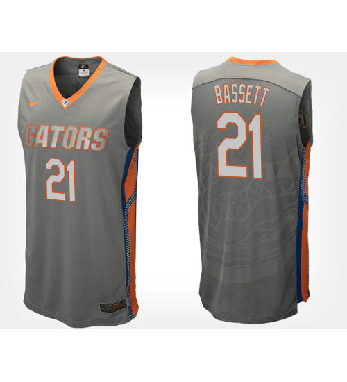 Florida Gators 21 Dontay Bassett Gray Road College Basketball Jersey stitched retro jersey