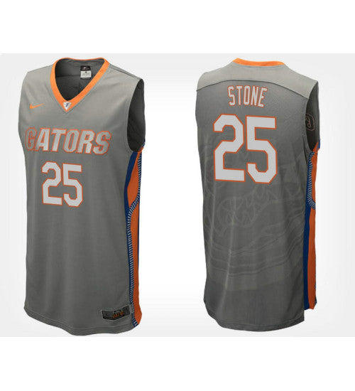 Florida Gators 25 Keith Stone Gray Road College Basketball Jersey stitched retro jersey