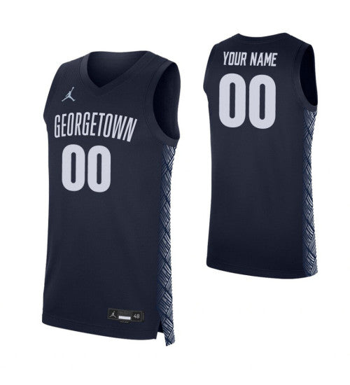 Georgetown Hoyas Custom Jersey Navy stitched retro jersey