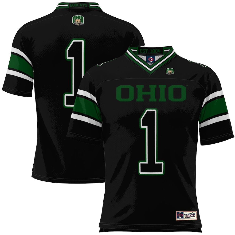 Gameday Greats 1 Black Ohio Bobcats Football Jersey - retro stitched football jersey for Gameday Greats fans