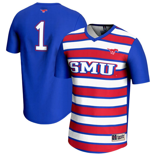 Gameday Greats 1 Royal Smu Mustangs Lightweight Soccer Fashion Jersey - retro stitched jersey jersey for Gameday Greats fans