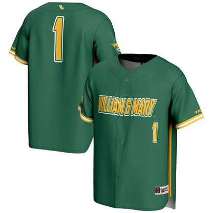 Gameday Greats 1 Green William Mary Tribe Lightweight Baseball Fashion Jersey - retro stitched baseball jersey for Gameday Greats fans