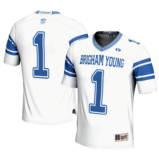 Gameday Greats 1 White Byu Cougars Football Jersey - retro stitched football jersey for Gameday Greats fans