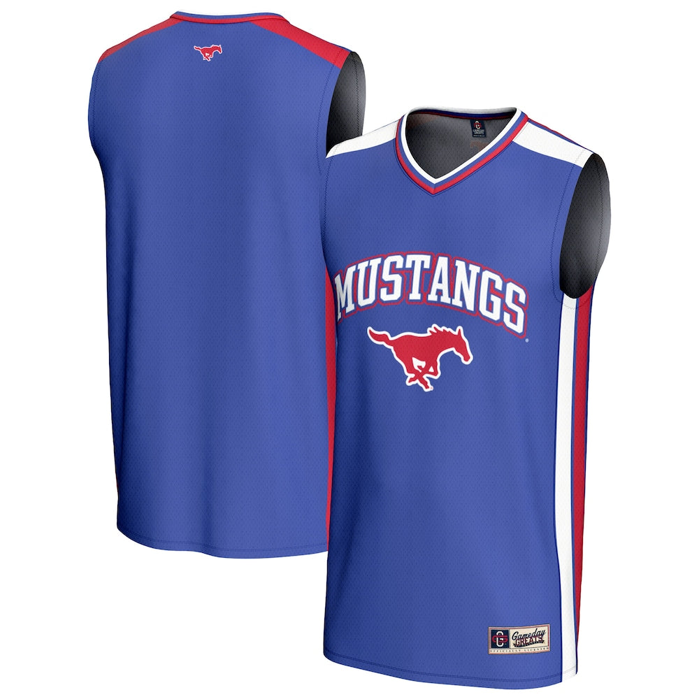 Gameday Greats Royal Smu Mustangs Basketball Jersey - retro stitched basketball jersey for Gameday Greats fans