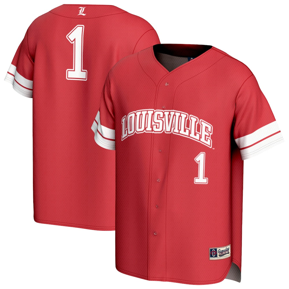 Gameday Greats 1 Red Louisville Cardinals Lightweight Collegiate Baseball Fashion Jersey - retro stitched baseball jersey for Gameday Greats fans