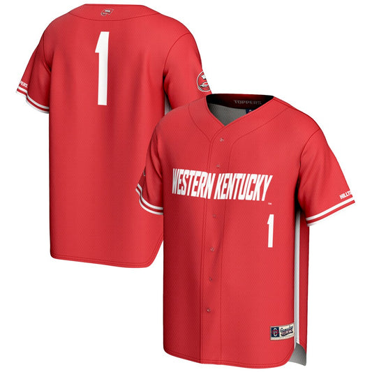 Gameday Greats 1 Red Western Kentucky Hilltoppers Lightweight Baseball Jersey - retro stitched baseball jersey for Gameday Greats fans