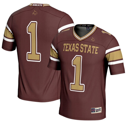 Gameday Greats 1 Maroon Texas State Bobcats Endzone Football Jersey - retro stitched football jersey for Gameday Greats fans