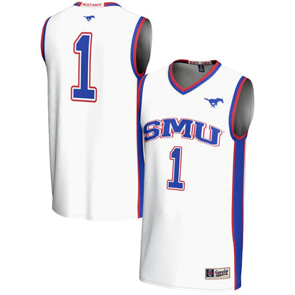 Gameday Greats 1 White Smu Mustangs Lightweight Basketball Jersey - retro stitched basketball jersey for Gameday Greats fans