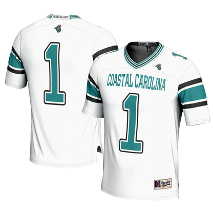 Gameday Greats 1 White Coastal Carolina Chanticleers Football Jersey - retro stitched football jersey for Gameday Greats fans