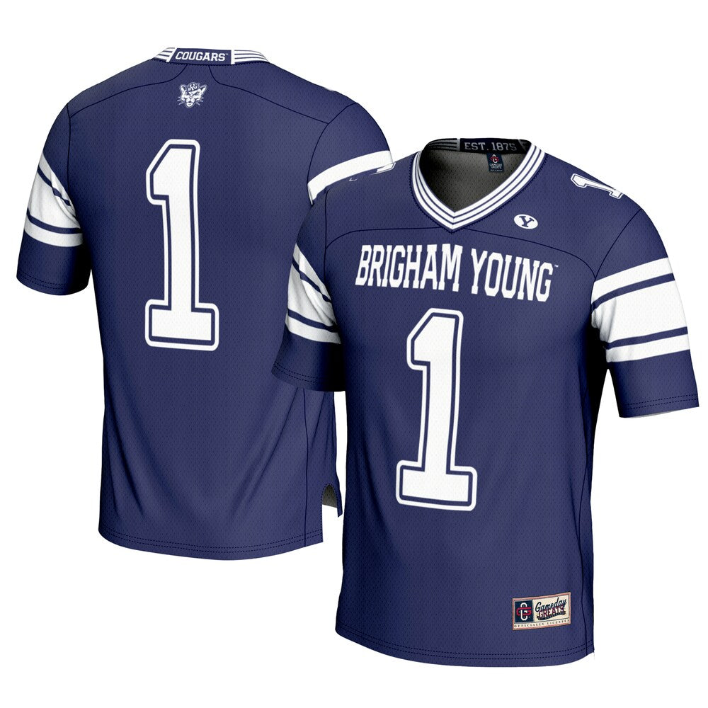 Gameday Greats 1 Navy Byu Cougars Football Jersey - retro stitched football jersey for Gameday Greats fans