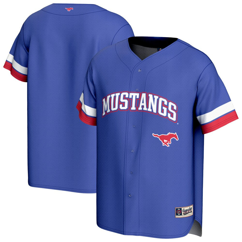 Gameday Greats Royal Smu Mustangs Baseball Jersey - retro stitched baseball jersey for Gameday Greats fans