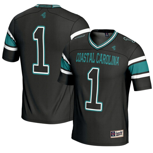 Gameday Greats 1 Black Coastal Carolina Chanticleers Endzone Football Jersey - retro stitched football jersey for Gameday Greats fans