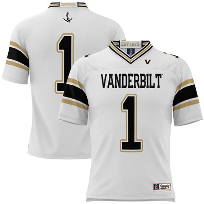 Gameday Greats 1 White Vanderbilt Commodores Football Jersey - retro stitched football jersey for Gameday Greats fans