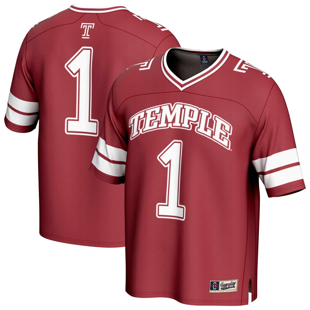 Gameday Greats 1 Cherry Temple Owls Collegiate Football Fashion Jersey - retro stitched football jersey for Gameday Greats fans