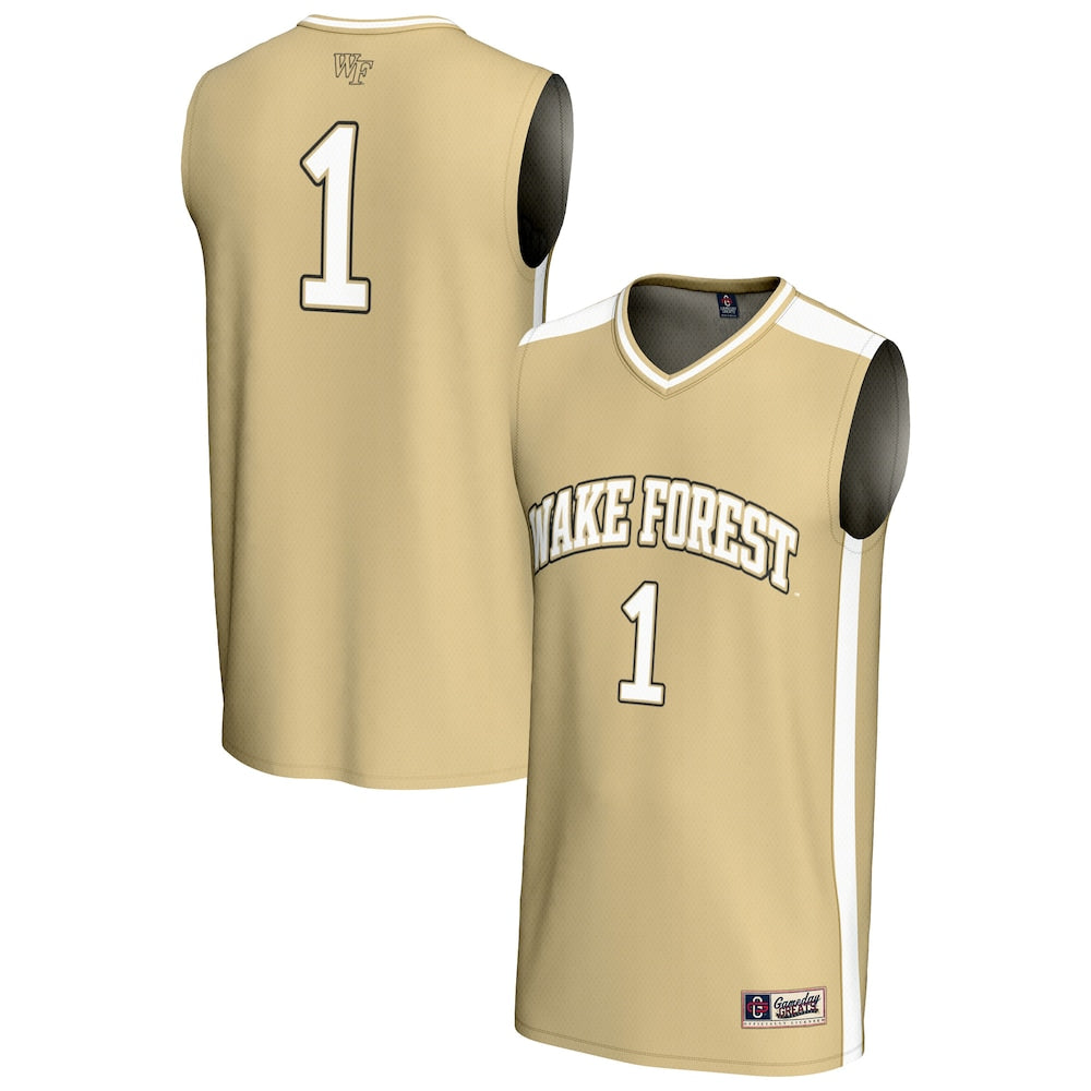 Gameday Greats 1 Gold Wake Forest Demon Deacons Lightweight Collegiate Basketball Fashion Jersey - retro stitched basketball jersey for Gameday Greats fans
