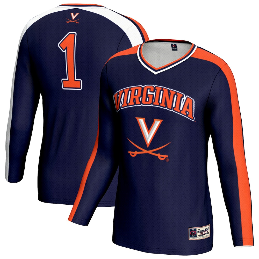 Gameday Greats Navy Virginia Cavaliers 1 Lightweight Volleyball Fashion Jersey - retro stitched jersey jersey for Gameday Greats fans