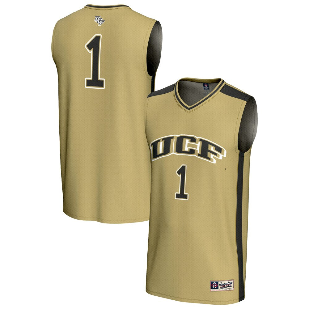 Gameday Greats 1 Gold Ucf Knights Lightweight Collegiate Basketball Fashion Jersey - retro stitched basketball jersey for Gameday Greats fans