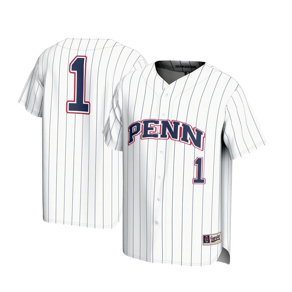 Gameday Greats 1 White Pennsylvania Quakers Lightweight Baseball Jersey - retro stitched baseball jersey for Gameday Greats fans