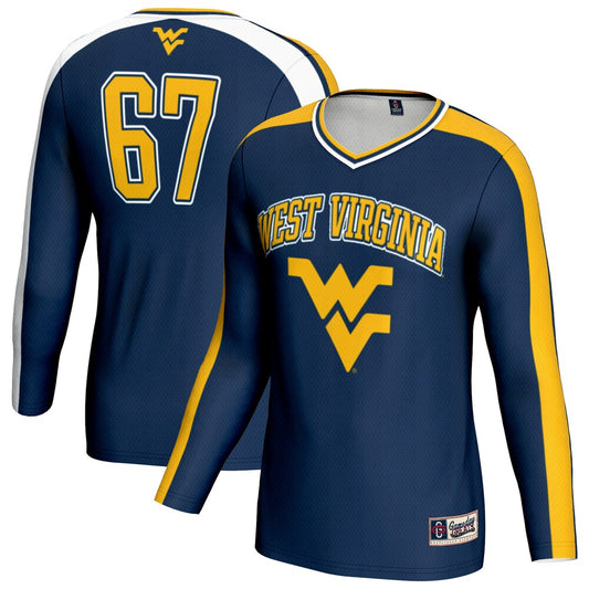 Gameday Greats Navy West Virginia Mountaineers 67 Lightweight Volleyball Fashion Jersey - retro stitched jersey jersey for Gameday Greats fans