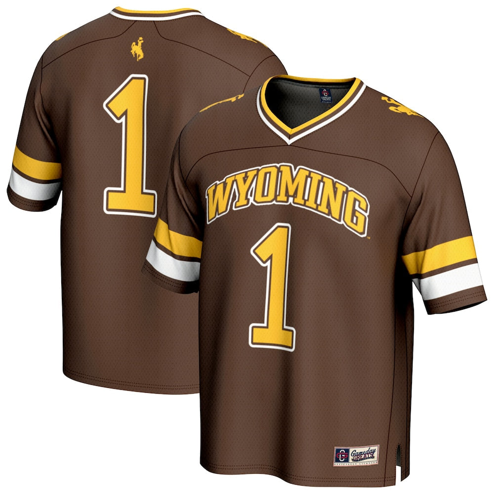 Gameday Greats 1 Brown Wyoming Cowboys Collegiate Football Fashion Jersey - retro stitched football jersey for Gameday Greats fans