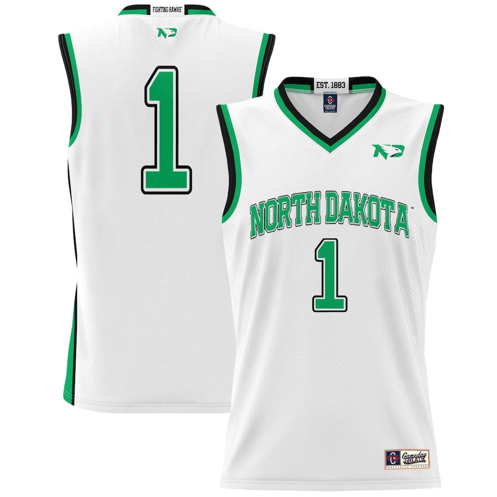 Gameday Greats 1 White North Dakota Lightweight Basketball Fashion Jersey - retro stitched basketball jersey for Gameday Greats fans