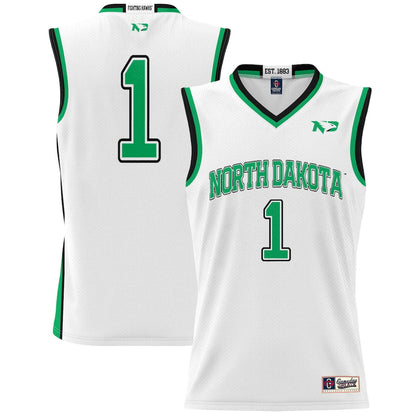 Gameday Greats 1 White North Dakota Lightweight Basketball Fashion Jersey - retro stitched basketball jersey for Gameday Greats fans
