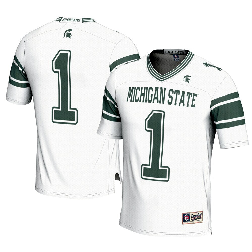 Gameday Greats 1 White Michigan State Spartans Football Jersey - retro stitched football jersey for Gameday Greats fans