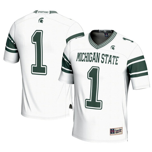 Gameday Greats 1 White Michigan State Spartans Football Jersey - retro stitched football jersey for Gameday Greats fans
