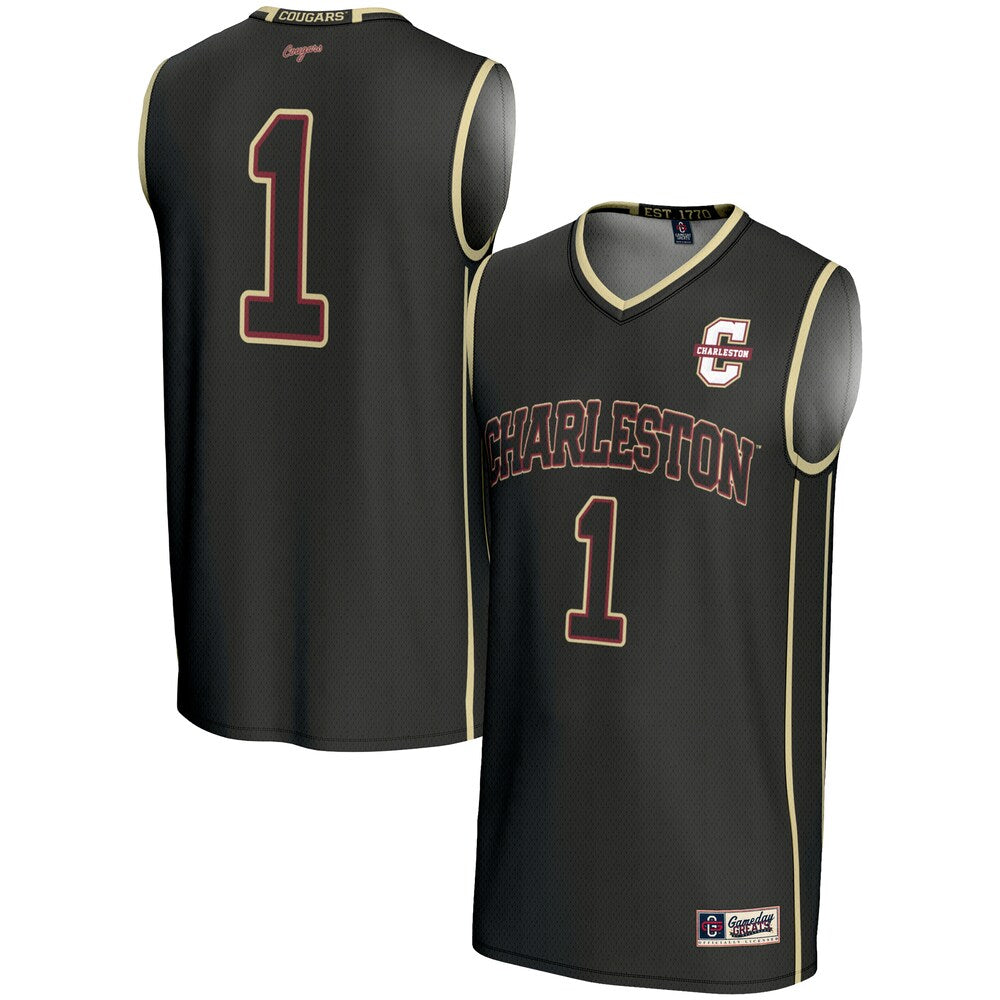 Gameday Greats Black Charleston Cougars 1 Basketball Jersey - retro stitched basketball jersey for Gameday Greats fans