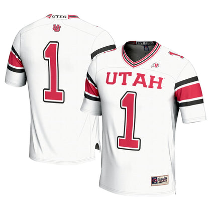 Gameday Greats 1 White Utah Utes Football Jersey - retro stitched football jersey for Gameday Greats fans