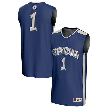 Gameday Greats 1 Navy Georgetown Hoyas Lightweight Basketball Fashion Jersey - retro stitched basketball jersey for Gameday Greats fans