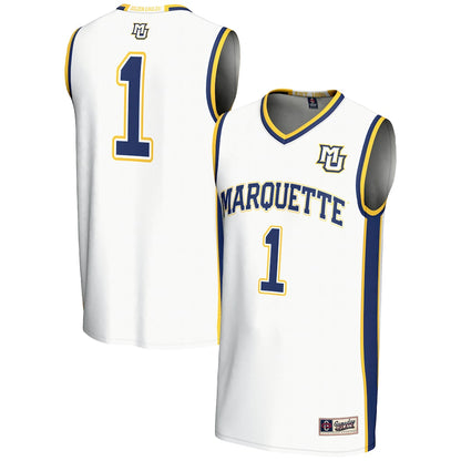 Male Gameday Greats 1 White Marquette Golden Eagles Lightweight Basketball Jersey - retro stitched basketball jersey for Male Gameday fans